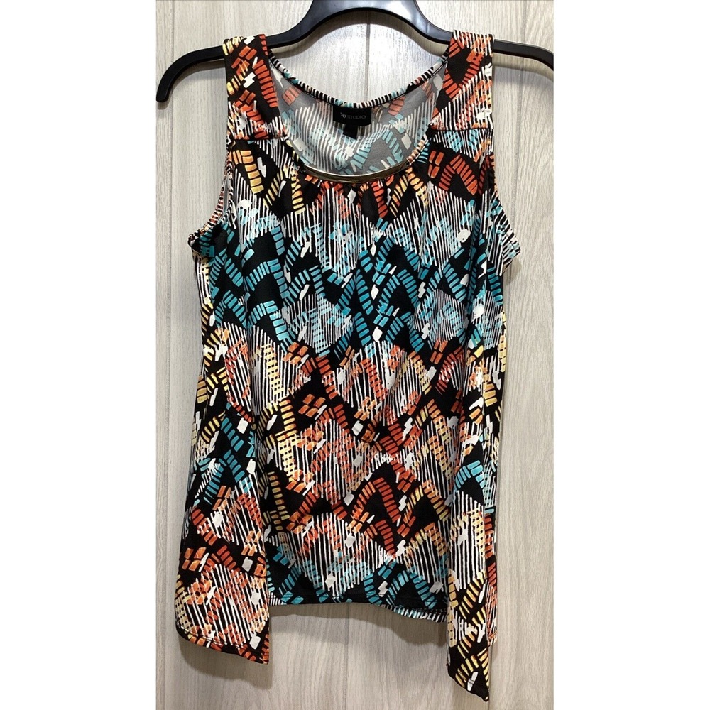 AB STIDIO Women's (Size XL) Sleeveless Shirt Neck Accent‎ Stretch Abstract
